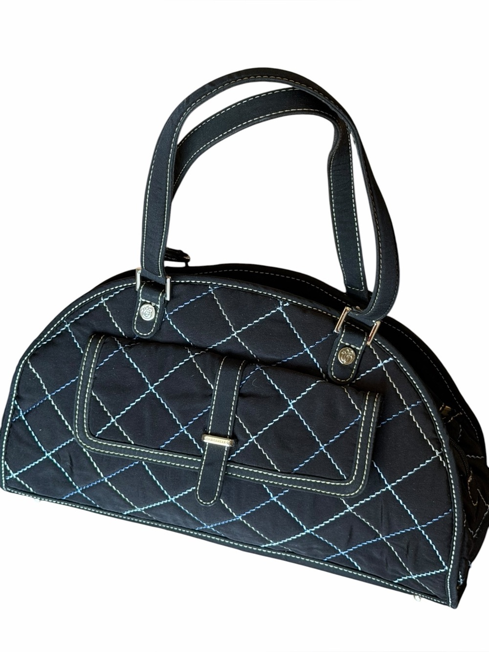 Vera Bradley Quilted Black Satchel handbag purse